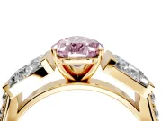 Channel-Set Engagement Ring Setting for Fancy Pink Pear-Shaped Center with Baguette Band and Prong Head in Yellow Gold