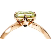Solitaire Engagement Ring Setting for Fancy Yellow Asscher Cut Center with Plain Split Shank and Prong Head in Rose Gold