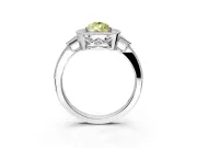 Halo Engagement Ring Setting for Fancy Yellow Pear-Shaped Center with Milgrain Rim, Pave Band and Prong Head in Sterling Silver