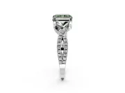 Solitaire Engagement Ring Setting for Fancy Green Radiant Cut Center with Narrow Twist Pave Band and Prong Head in White Gold