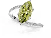 Solitaire Engagement Ring Setting for Fancy Yellow Marquise Center with Pave Bypass Swirl Band and Prong Head in Sterling Silver