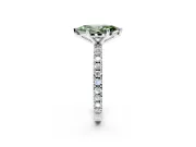 Solitaire Engagement Ring Setting for Fancy Green Marquise Center with Fine Pave Band and Claw Prong Head in Platinum
