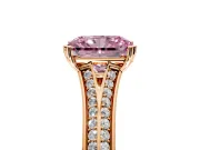 Solitaire Engagement Ring Setting for Fancy Pink Radiant Cut Center with Pave Rail Split Shank and Prong Head in Rose Gold