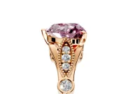 Solitaire Engagement Ring Setting for Fancy Pink Heart-Shaped Center with Marquise and Bezel Accents and Prong Head in Rose Gold