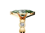 Solitaire Engagement Ring Setting for Fancy Green Marquise Center with Beaded Bezel Station Band and Prong Head in Yellow Gold