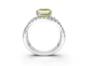 Solitaire Engagement Ring Setting for Fancy Yellow Asscher Cut Center with Wide-Open Split Shank and Prong Head in Platinum
