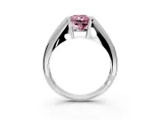 Tension Engagement Ring Setting for Fancy Pink Radiant Cut Center with Wide Tapered Band and Tension Head in Sterling Silver