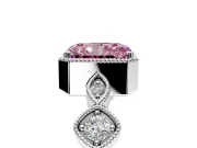 Vintage Station Engagement Ring Setting for Fancy Pink Radiant Cut Center with Accents and Prong Head in Platinum