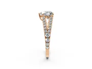 Solitaire Engagement Ring Setting for Heart-Shaped Center with Pave Split Shank and Prong Head in Rose Gold