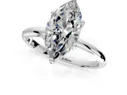 Hidden Halo Engagement Ring Setting for Marquise Center with Thin Round-Wire Band and Prong Head in Sterling Silver