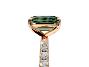 Solitaire Engagement Ring Setting for Fancy Green Emerald Cut Center with Micro Pave Band and Prong Head in Rose Gold
