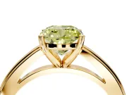 Solitaire Engagement Ring Setting for Fancy Yellow Cushion Cut Center with Flat-Sided Plain Band and Prong Head in Yellow Gold