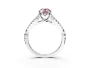 Solitaire Engagement Ring Setting for Fancy Pink Oval Center with Pave Split Shank and Prong Head in Sterling Silver