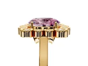 Cluster Halo Engagement Ring Setting for Fancy Pink Oval Center with Milgrain Bezel Accents and Prong Head in Yellow Gold