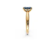 Solitaire Engagement Ring Setting for Fancy Blue Emerald Cut Center with Reverse Tapered Band and Prong Head in Yellow Gold