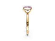 Solitaire Engagement Ring Setting for Fancy Pink Radiant Cut Center with Fine Wire Band and Prong Head in Yellow Gold
