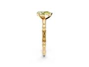 Solitaire Engagement Ring Setting for Fancy Yellow Pear-Shaped Center with Bamboo Band and Prong Head in Yellow Gold
