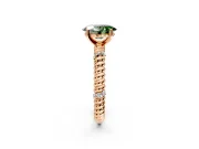 Rope Engagement Ring Setting for Fancy Green Oval Center with Accent Shoulders and Prong Head in Rose Gold