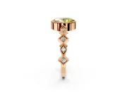 Milgrain Bezel Engagement Ring Setting for Fancy Yellow Oval Center with Marquise Stations and Bezel Head in Rose Gold