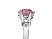 Solitaire Engagement Ring Setting for Fancy Pink Cushion Cut Center with Plain Band and Tulip Prong Head in Platinum