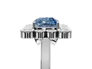 Cluster Halo Engagement Ring Setting for Fancy Blue Cushion Cut Center with Milgrain Bezel Accents and Prong Head in Platinum
