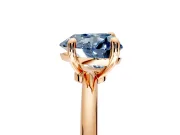 Minimalist Solitaire Engagement Ring Setting for Fancy Blue Heart-Shaped Center with Thin Band and Prong Head in Rose Gold