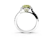 Floral Engagement Ring Setting for Fancy Yellow Princess Cut Center with Pave Band and Floral Prong Head in Platinum
