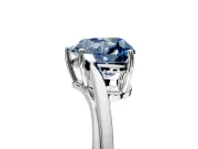 Solitaire Engagement Ring Setting for Fancy Blue Heart-Shaped Center with Plain Bypass Twist Band and Prong Head in Platinum