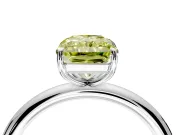Low-Set Solitaire Engagement Ring Setting for Fancy Yellow Radiant Cut Center with Thin Plain Band and Prong Head in White Gold
