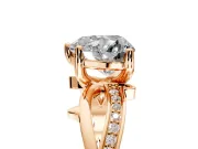 Solitaire Engagement Ring Setting for Heart-Shaped Center with Pave and Plain Crossover Band and Prong Head in Rose Gold