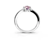 Floral Frame Engagement Ring Setting for Fancy Pink Pear-Shaped Center with Accent Clusters and Prong Head in White Gold