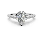 Solitaire Engagement Ring Setting for Pear-Shaped Center with Channel Accents and Prong Head in Platinum
