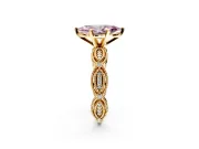 Solitaire Engagement Ring Setting for Fancy Pink Marquise Center with Marquise Panel Band and Prong Head in Yellow Gold