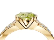 Bezel Engagement Ring Setting for Fancy Yellow Cushion Cut Center with Wide Channel-Set Band and Bezel Head in Yellow Gold
