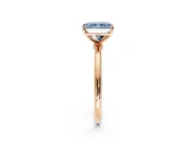 Solitaire Engagement Ring Setting for Fancy Blue Radiant Cut Center with Straight Thin Band and Prong Head in Rose Gold
