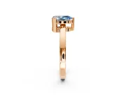 Solitaire Engagement Ring Setting for Fancy Blue Pear-Shaped Center with Plain Band and Flat Tab Prong Head in Rose Gold