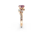 Solitaire Engagement Ring Setting for Fancy Pink Round Cut Center with Marquise Accent Twist Band and Prong Head in Rose Gold