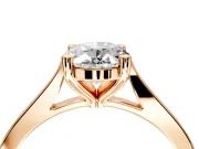 Solitaire Engagement Ring Setting for Oval Center with Tapered Shoulders and Prong Head in Rose Gold