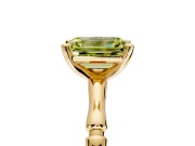 Solitaire Engagement Ring Setting for Fancy Yellow Emerald Cut Center with Bamboo Band and Prong Head in Yellow Gold