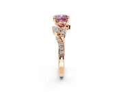 Solitaire Engagement Ring Setting for Fancy Pink Cushion Cut Center with Marquise Accent Twist Band and Prong Head in Rose Gold
