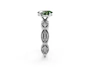 Solitaire Engagement Ring Setting for Fancy Green Oval Center with Marquise Panel Band and Prong Head in Platinum