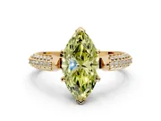 Solitaire Engagement Ring Setting for Fancy Yellow Marquise Center with Multi-Row Accents and Prong Head in Yellow Gold