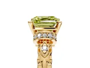 Solitaire Engagement Ring Setting for Fancy Yellow Asscher Cut Center with Filigree Band and Prong Head in Yellow Gold