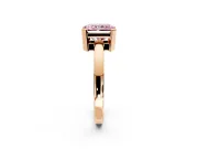 Solitaire Engagement Ring Setting for Fancy Pink Radiant Cut Center with Plain Band and Flat Tab Prong Head in Rose Gold
