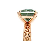 Solitaire Engagement Ring Setting for Fancy Green Princess Cut Center with Scrollwork Band and Prong Head in Rose Gold