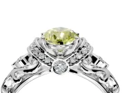 Solitaire Engagement Ring Setting for Fancy Yellow Pear-Shaped Center with Filigree Band and Prong Head in Platinum