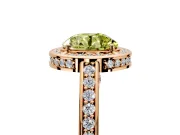 Halo Engagement Ring Setting for Fancy Yellow Round Cut Center with Framed Halo, Pave Band and Prong Head in Rose Gold