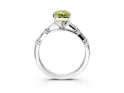 Baguette Engagement Ring Setting for Fancy Yellow Radiant Cut Center with Alternating Bar-Set Band and Prong Head in White Gold