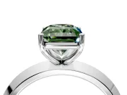 Solitaire Engagement Ring Setting for Fancy Green Radiant Cut Center with Wide Knife Ridge Band and Prong Head in White Gold