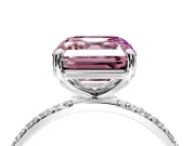 Solitaire Engagement Ring Setting for Fancy Pink Asscher Cut Center with Pave Accents and Prong Head in Platinum